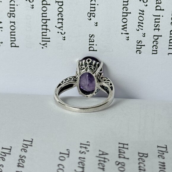 Kabana Sterling Silver Purple Amethyst Solitaire Gemstone 925 Ring Size 7 - Picture 3 of 6